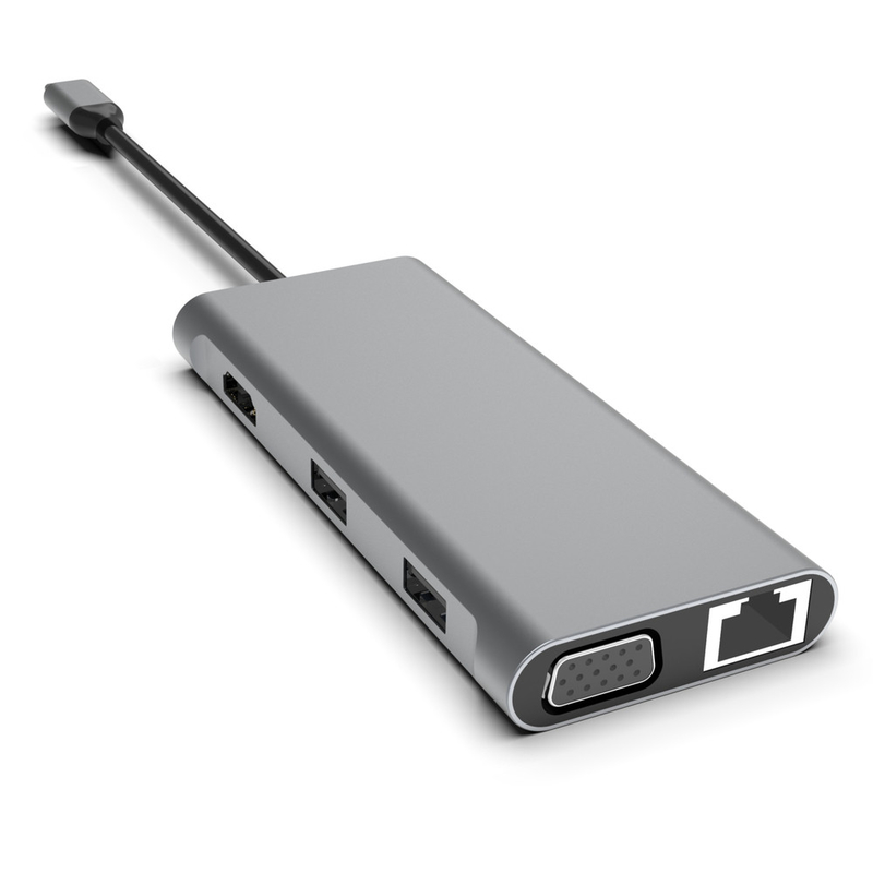 11-in-1 USB-C Hub with Dual HDMI USB 3.0 Ethernet 3.5mm Audio for Macbook laptop