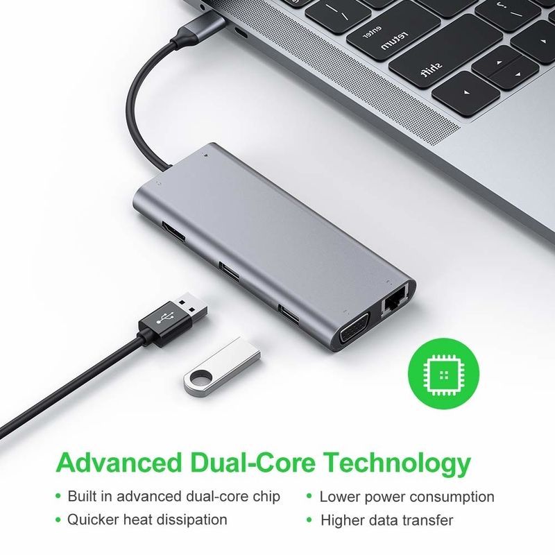 11 Port 11 In 1 USB Type C Hub 10Gbps USB C Docking Station Plug And Play Software Integration