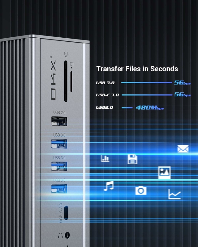 Gigabit Ethernet Hdmi Usb C Docking Station Dual Video Audio Port SD Card Reader