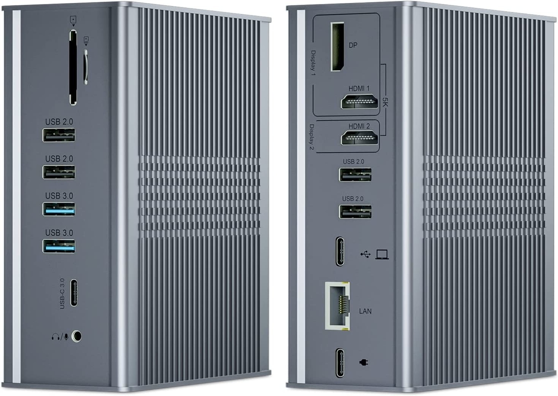 16 Ports Displaylink Usb C Hub Dual 4k 60hz 10Gbps USB Desktop Docking Station