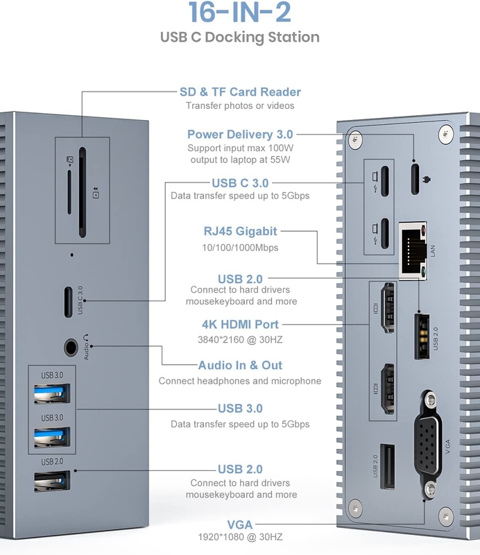 4k Usb C Docking Station With Integrated Cable For 4K Video Output And Heat Dissipation