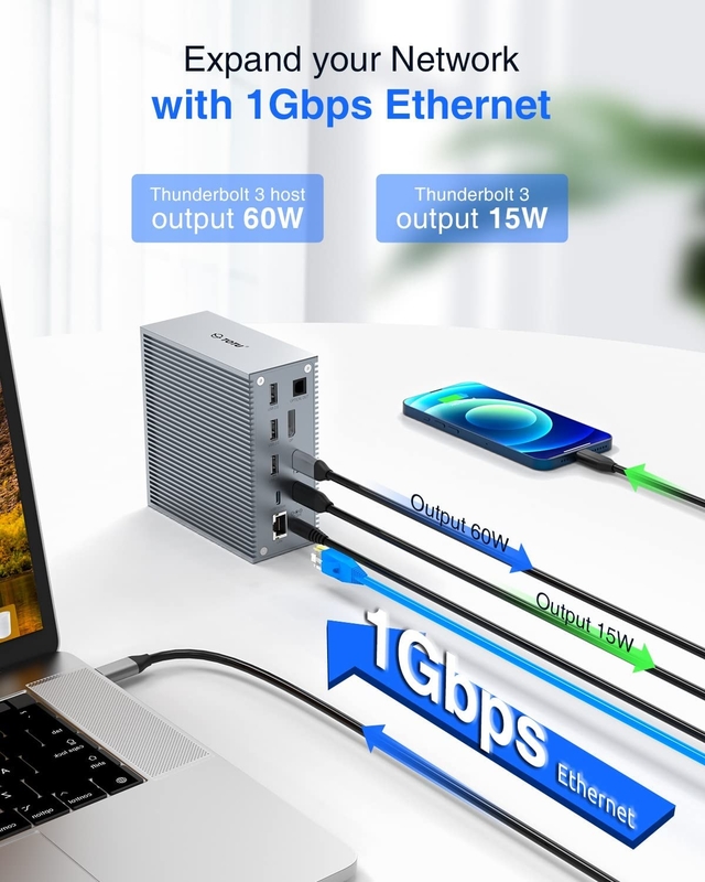 Usb C Dock Hdmi 4k 60hz 16 In 1 Docking Station Plug And Play Convenience Silver Color