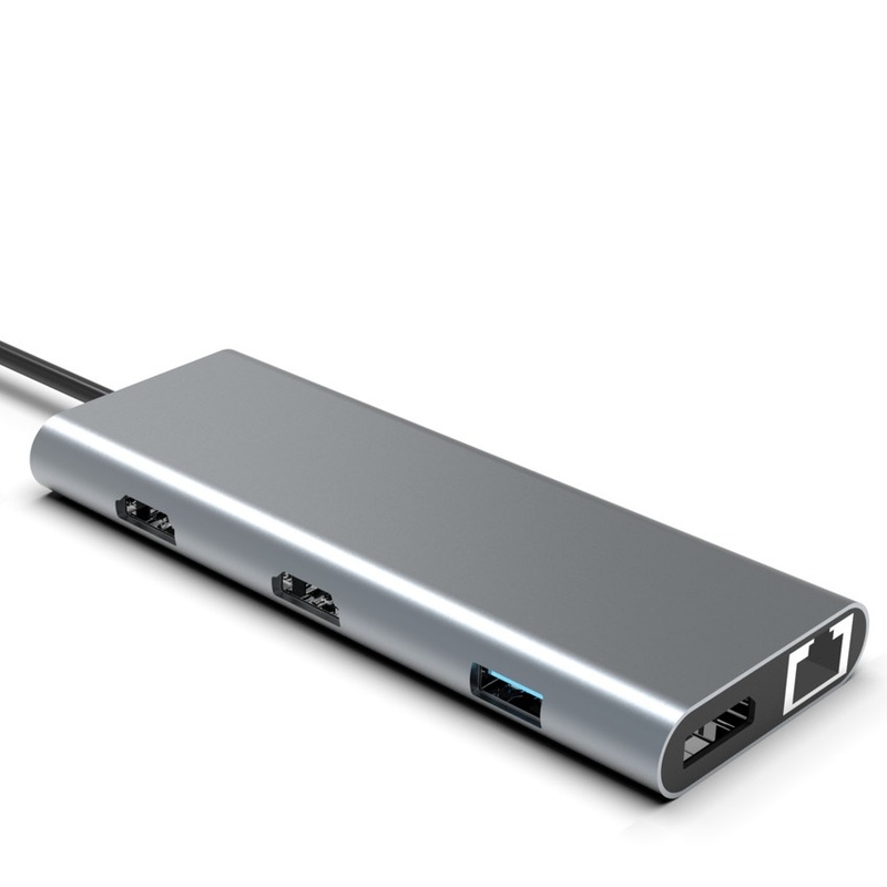Type C USB Hub Ethernet Docking Station Expand Macbook Connectivity gray for for laptop