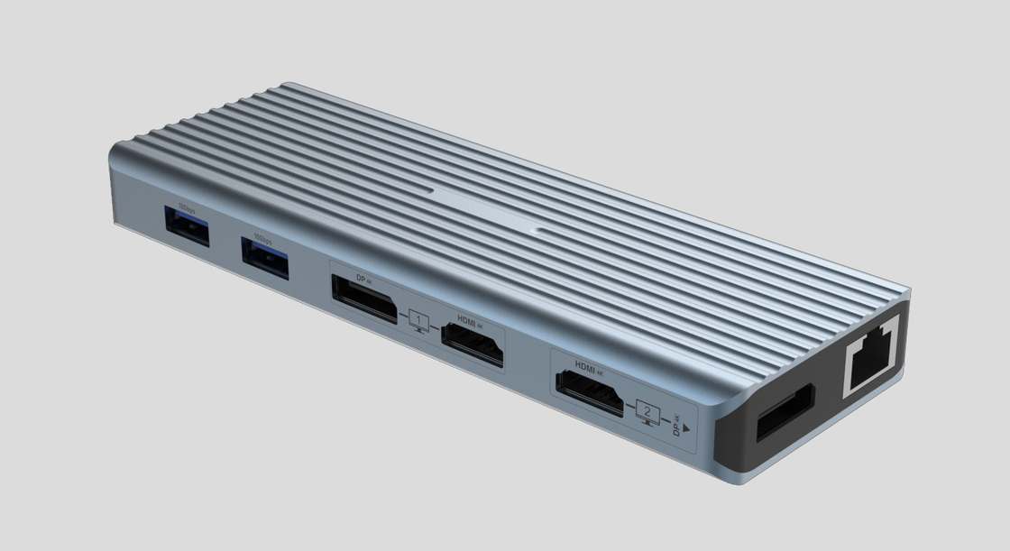 USB 3.1 Type C to 9 Ports USB3.0 Hub with Gigabit Ethernet RJ45 Lan Port Adapter Gray