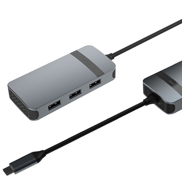5 in 1 Aluminum USB type C Hub with Mutiple Ports 5Gbps Data Transfer Speed 3.5mm Audio Jack