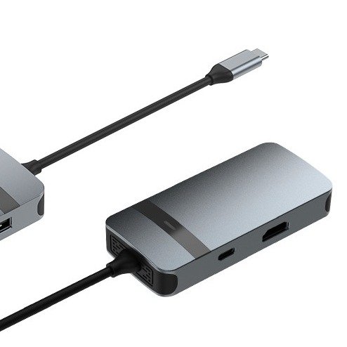 5 in 1 Aluminum USB type C Hub with Mutiple Ports 5Gbps Data Transfer Speed 3.5mm Audio Jack