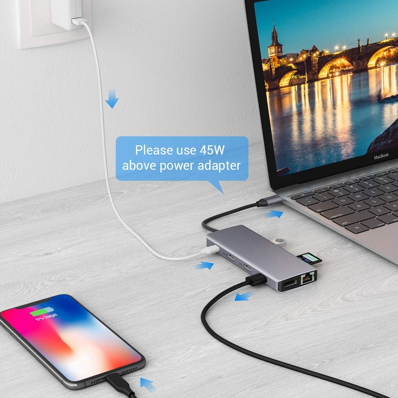 USB A Type C Hdmi Usb Hub With 5Gbps Transfer Speed And Power Supply
