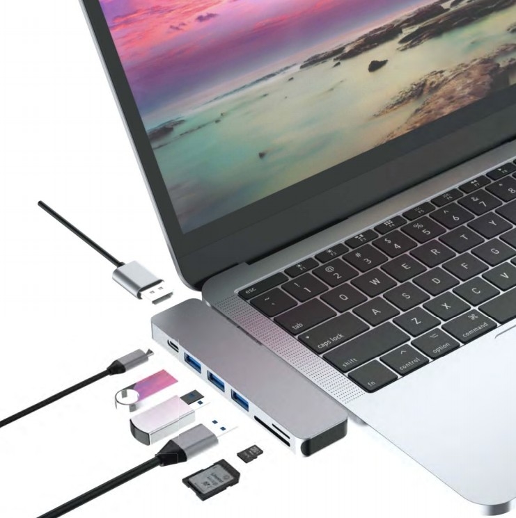 7 In 1 Dual Type C Hub Usb C Docking Station Supports 4K HDMI Card Reader For Mackbook Pro