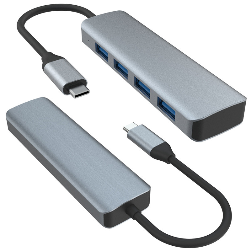 Usb C To 4 Port Usb 3.0 Hub Expansion Dock USB Type-C To 4 USB 3.0 HUB Aluminum Alloy 5G Transmission