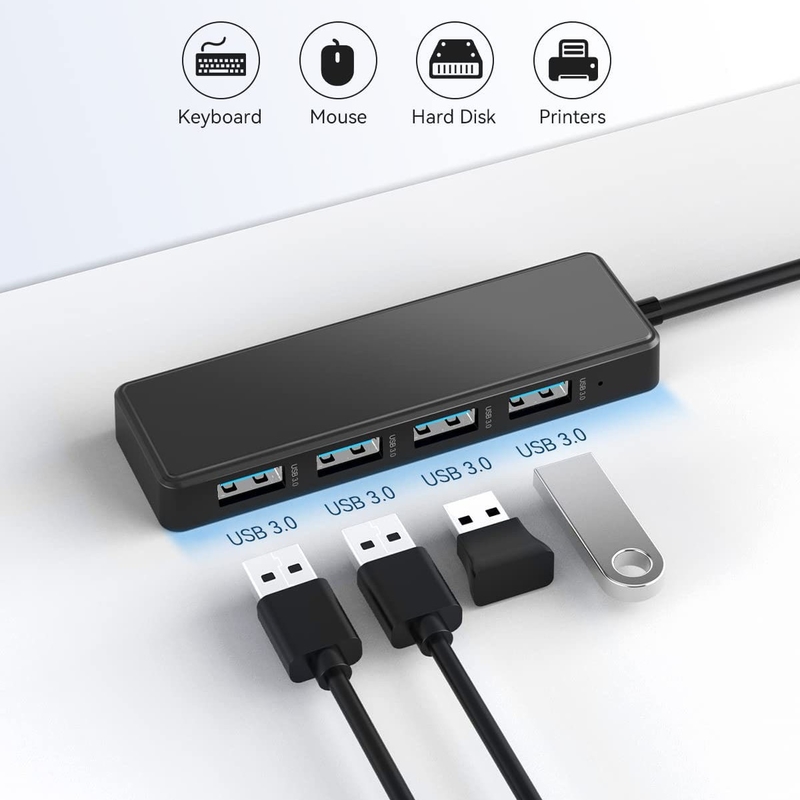 Laptop Usb A Hub Type C Compatibility Black Gray Hub 5Gbps Data Transfer Long Cable Length Power Supply
