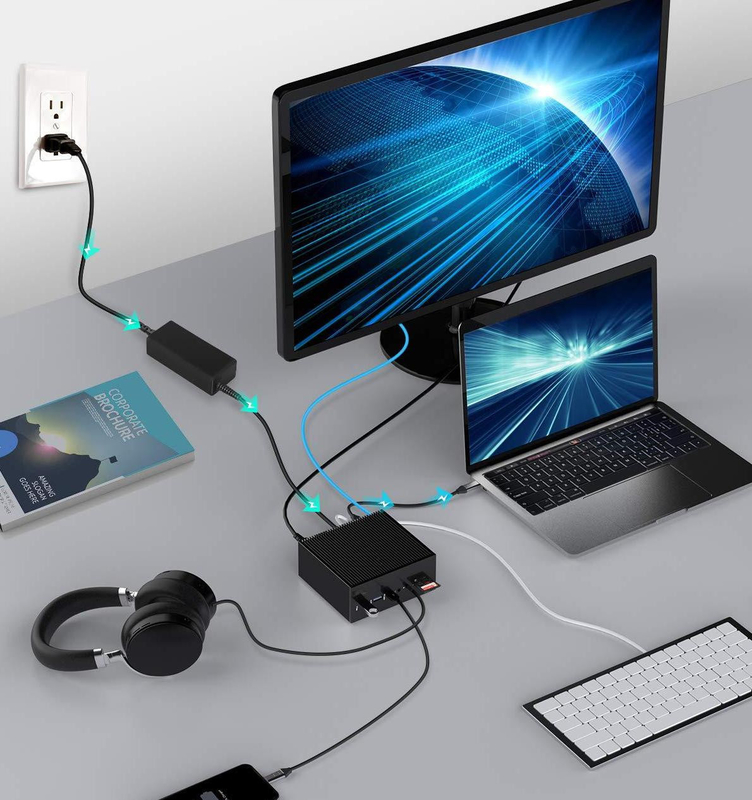DisplayLink Docking Station For Macbook Pro Dual Monitors M1/M2 Windows 15 In 1 USB C 3.0 Laptop