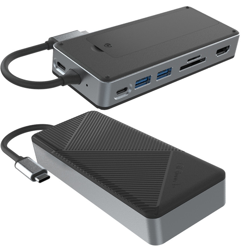 8-in-1 dual USB C Docking Station hub Fits M.2 NVMe/SATA SSD with diaplaylink and cooling fans