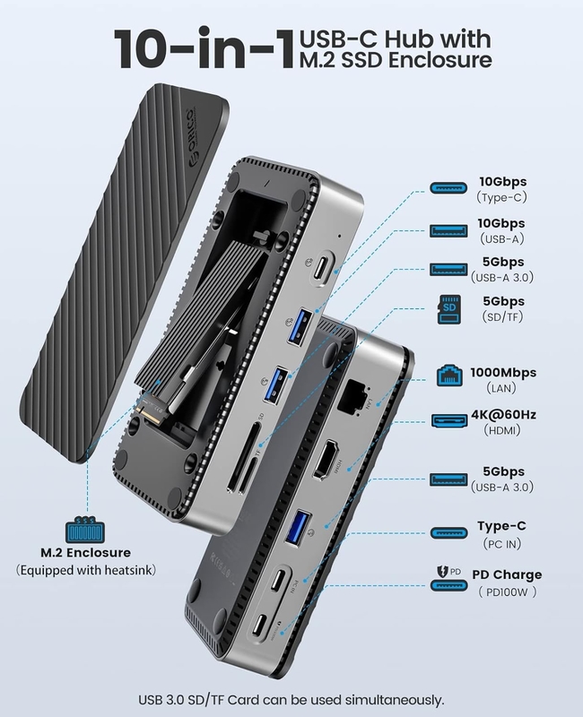 Displaylink Usb 3.0 Docking Station Enclousure Of NVMe NGFF SSDs Windows Mac Chrome OS