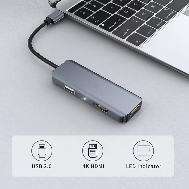 3 In 1 USB Hub HDMI Adapter Usb C To Usb 2.0 Adapter Slim Dock For Mac