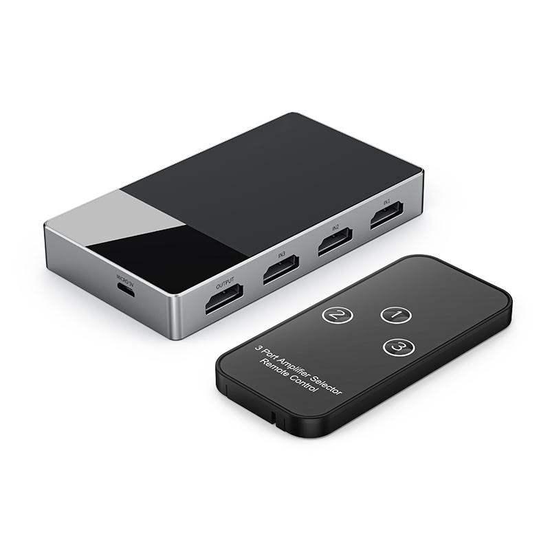 3-In-1 Multi Input HDMI Selector Switch 4k With HDCP 2.2 Aluminum Build Auto Switching