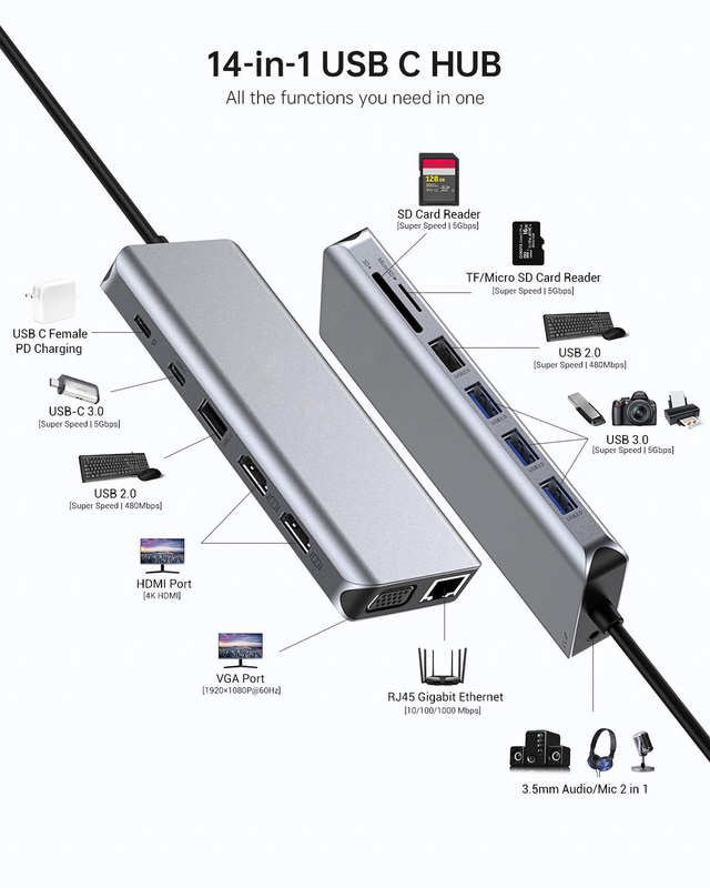 USB 3.0 Hub Extension Type A Male To Female Data Cord With USB C Hub Power Extra Long