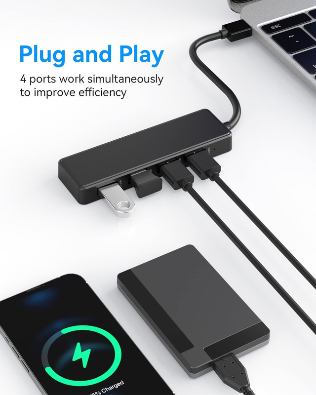 4 Port Usb C Hub Adapter USB 3.0 Hub Ultra Slim Portable Data Hub Applicable Data Transfer