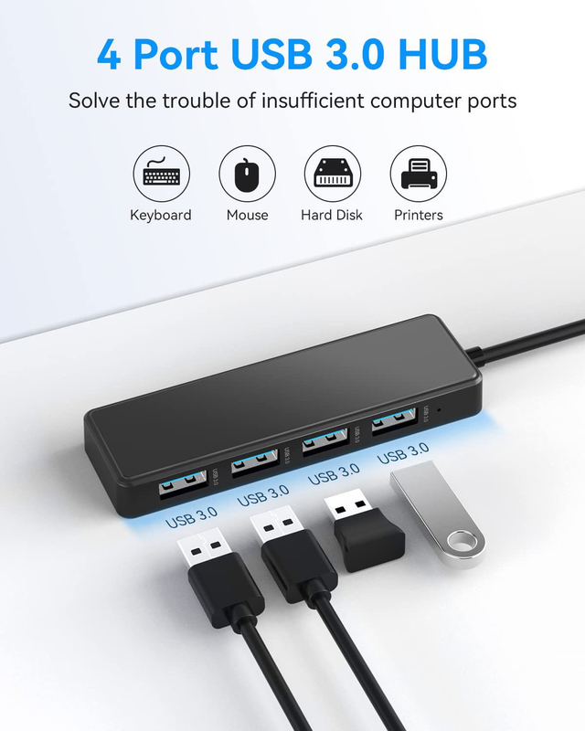 4 Port Usb C Hub Adapter USB 3.0 Hub Ultra Slim Portable Data Hub Applicable Data Transfer
