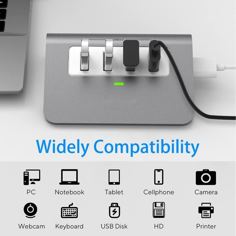 10 Port Usb C Hub Portable USB C Hub Type C To 4 USB A Ports For PC Tablet