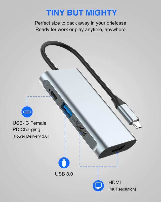 4 In 1 Usb C Adapter Dual Hdmi To USB3.0 Thunder Ports