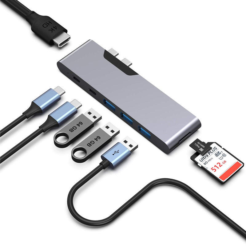 8 In 1 Dock Station Dual Usb C Power Adapter Hub Card Reader Pro Pad Converter USB Hub For Mac