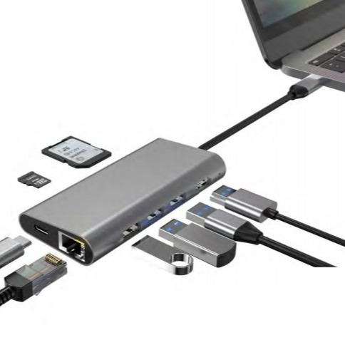 Convenient Silver USB C Docking Station with Displaylink IC and USB 3.0 Ports