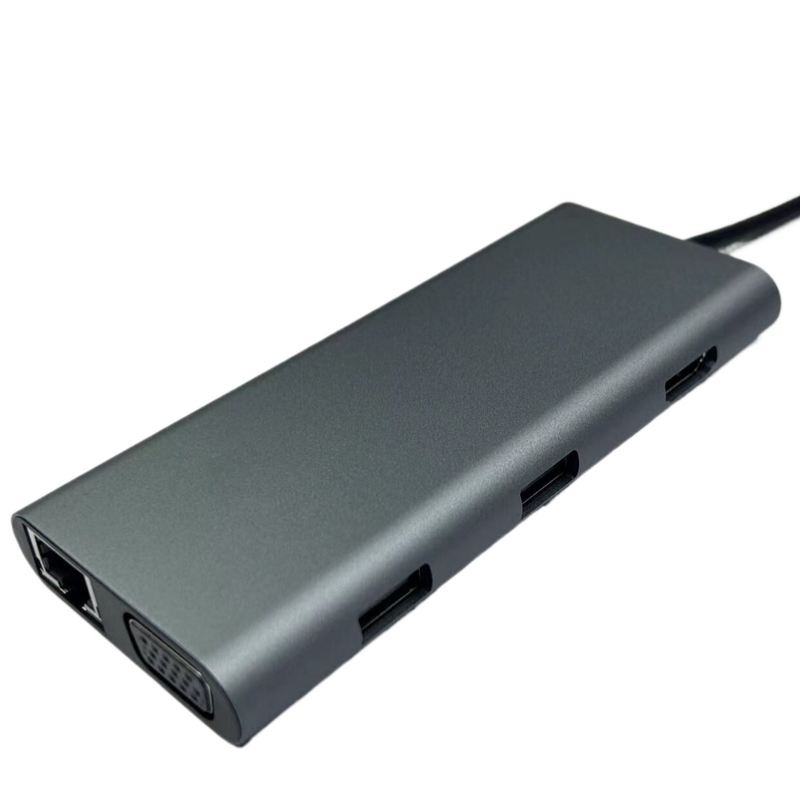 Convenient Silver USB C Docking Station with Displaylink IC and USB 3.0 Ports