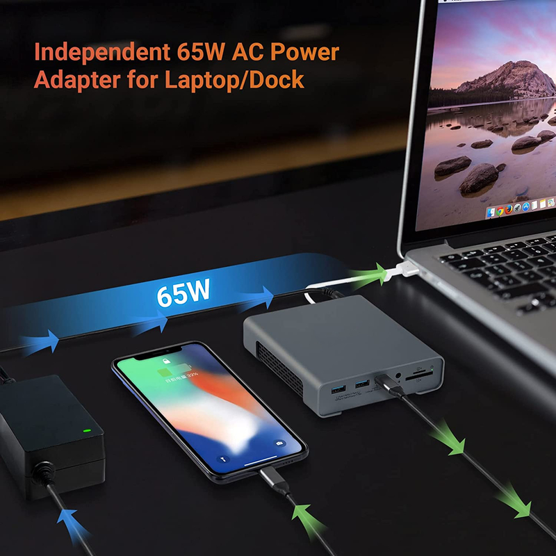 Docking USB Hub Adapter USB Type-C 4K 60hz Monitor HDMI Ethernet RJ45 Docking Station
