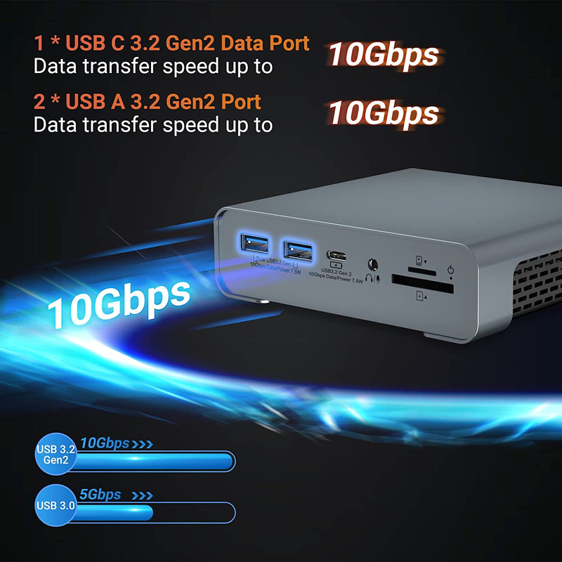 Docking USB Hub Adapter USB Type-C 4K 60hz Monitor HDMI Ethernet RJ45 Docking Station