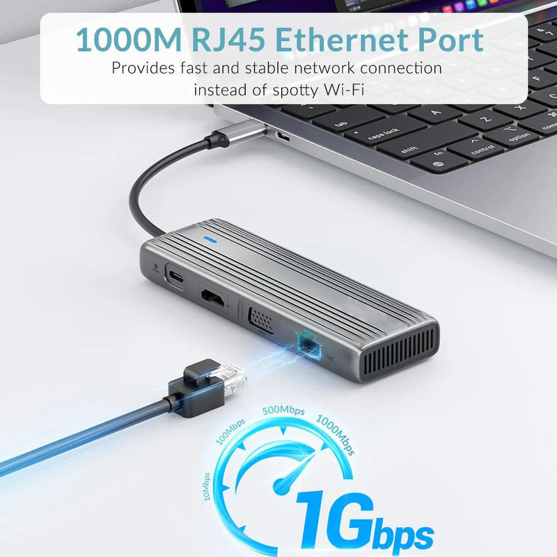 USB 3.1 10 In 1 Type-C Multiport Docking Station Hub with Gigabit Ethernet and 4K HD HDMI