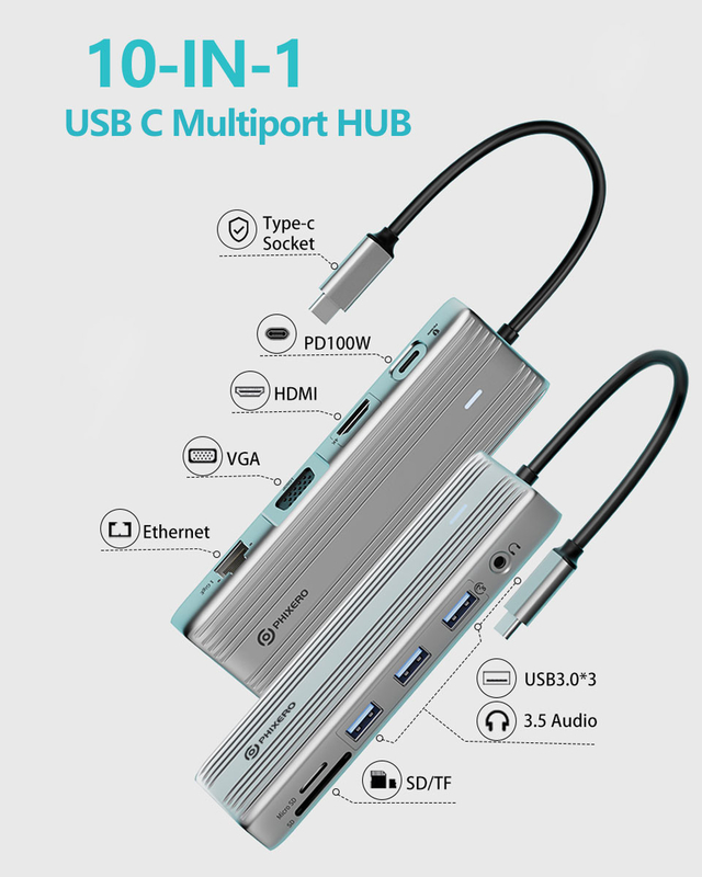 USB C Hub with 4K HDMI and High-Speed USB 3.0 Compatible for Windows Mac