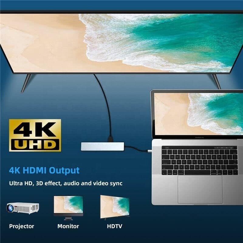Versatile 8-In-1 USB Type C Hub Multiport Adapter for Multi-Tasking and Data Transfer
