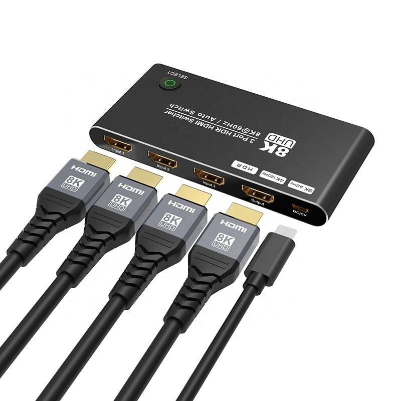 8K HDMI Switch 3 In 1 Out Support 3 HDMI Input 8K 60Hz 4K 120Hz Advanced Technology