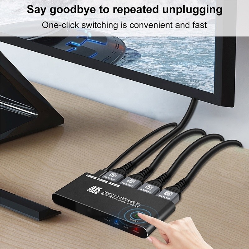 8K HDMI Switch 3 In 1 Out Support 3 HDMI Input 8K 60Hz 4K 120Hz Advanced Technology