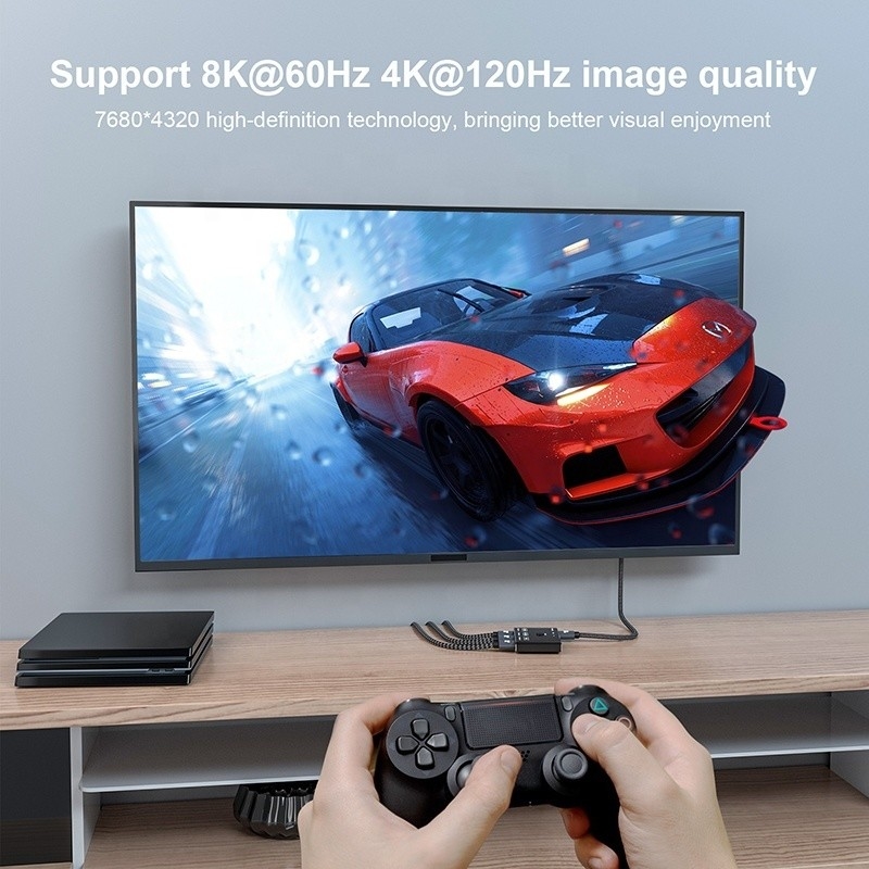 8K 120Hz HDR 3 Port HDMI Switch Switcher 3 In 1 Out Plug Remote Converter