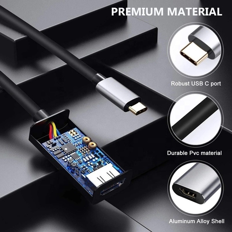 Male-Female USB 3.1 Type C to HDMI HDTV Cable Adapter Converter 4K 60Hz 1080P CCA Conductor