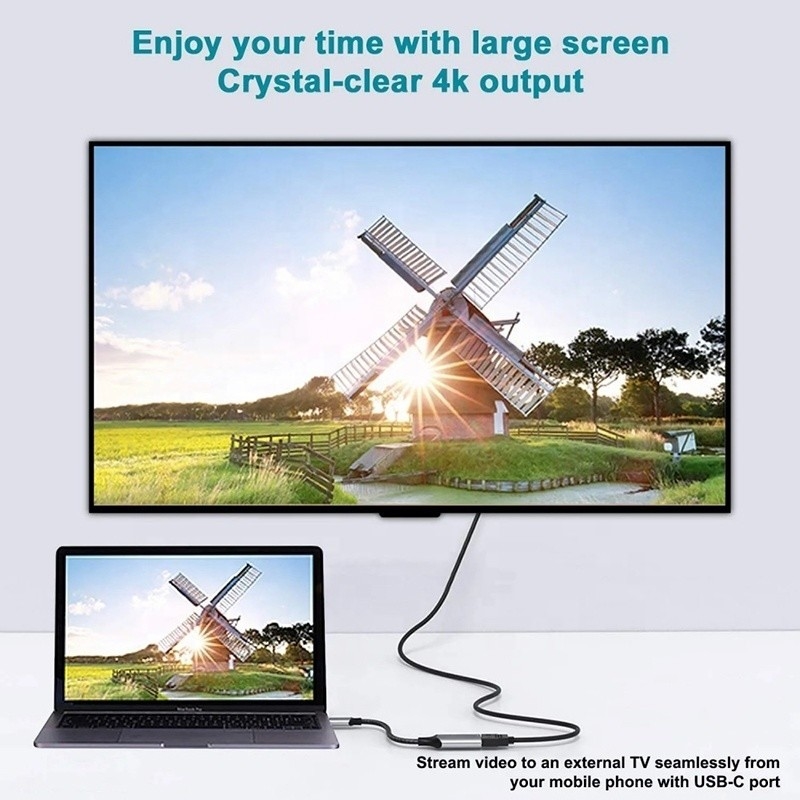 Male-Female USB 3.1 Type C to HDMI HDTV Cable Adapter Converter 4K 60Hz 1080P CCA Conductor