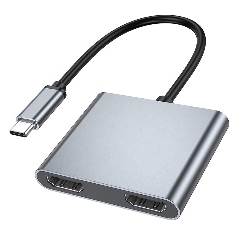Type C Male to Dual HDMI Female Thunderbolt 3 USB-C Multi-Monitor Adapter Cable 4K 30Hz