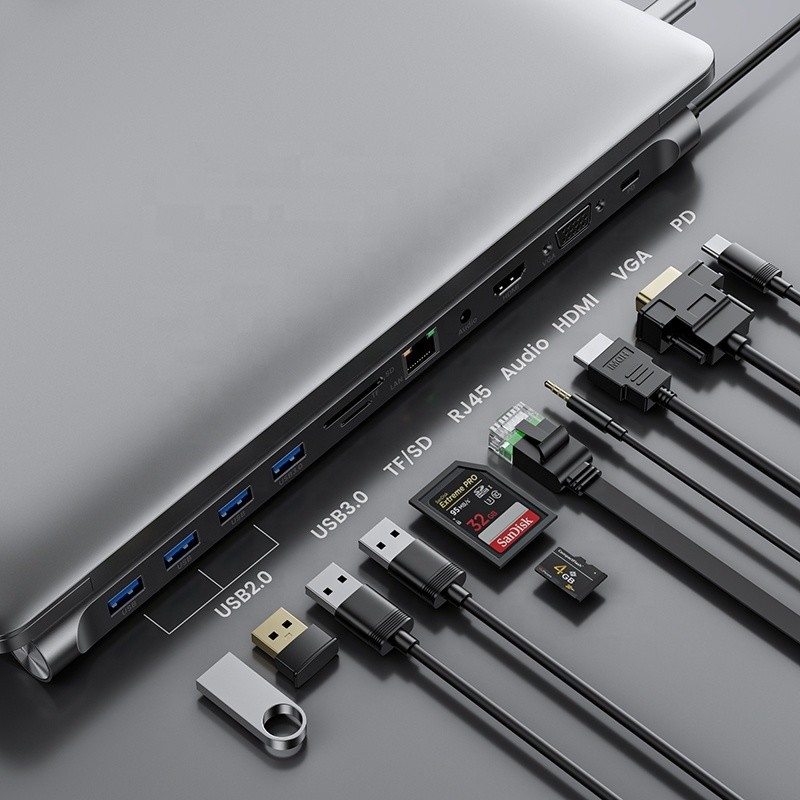 11-in-1 USB Type C Multifunctional Hub Adapter For Laptop And Mobile Phone