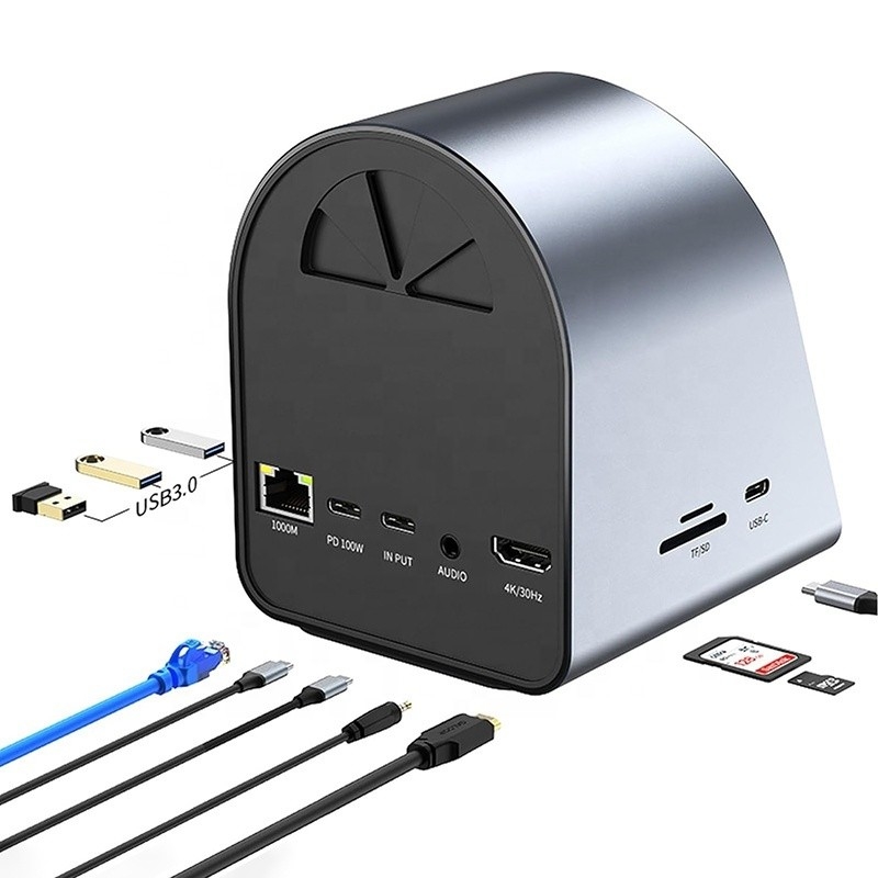 USB 3.1 10 In 1 Type-C Multiport Docking Station Hub with Gigabit Ethernet and 4K HD HDMI