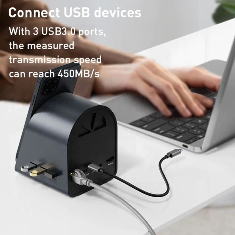 USB 3.1 10 In 1 Type-C Multiport Docking Station Hub with Gigabit Ethernet and 4K HD HDMI