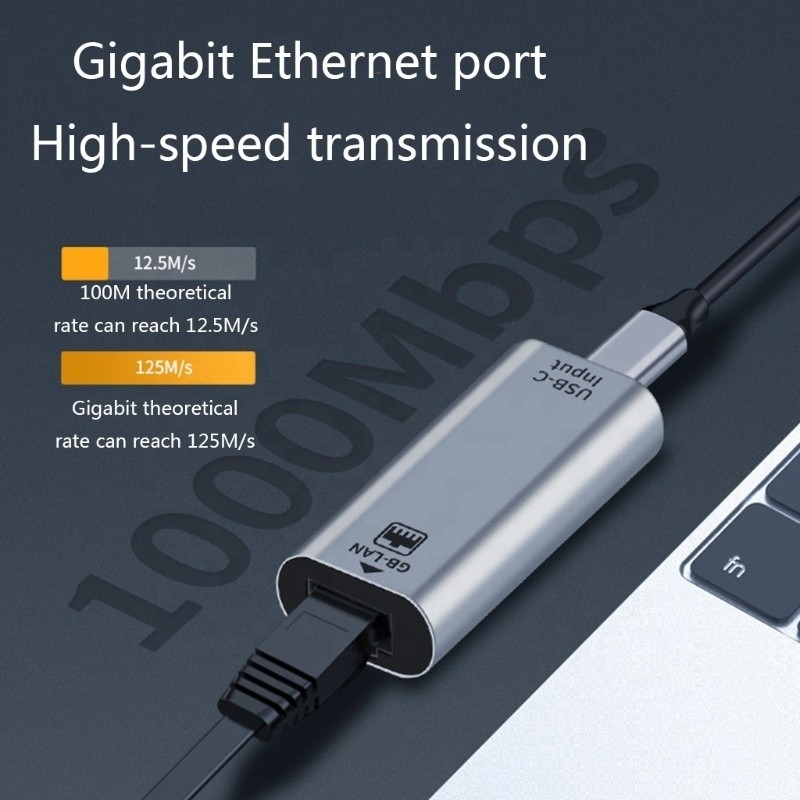 USB C Female to Ethernet Port Adapter 10/100/1000 Mbps Speed for Fast Network Connection