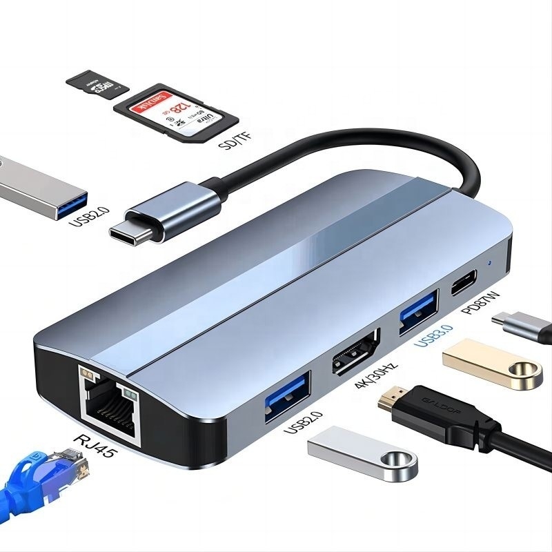 USB C Type C Hub Multiport Dock Station with Video Transfer Charging Network Function