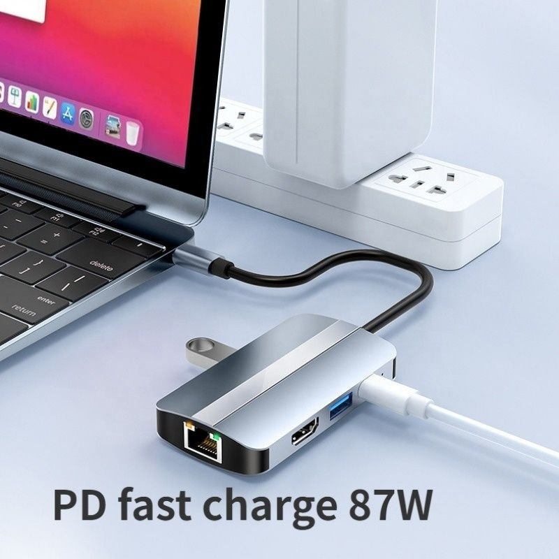 USB C Type C Hub Multiport Dock Station with Video Transfer Charging Network Function