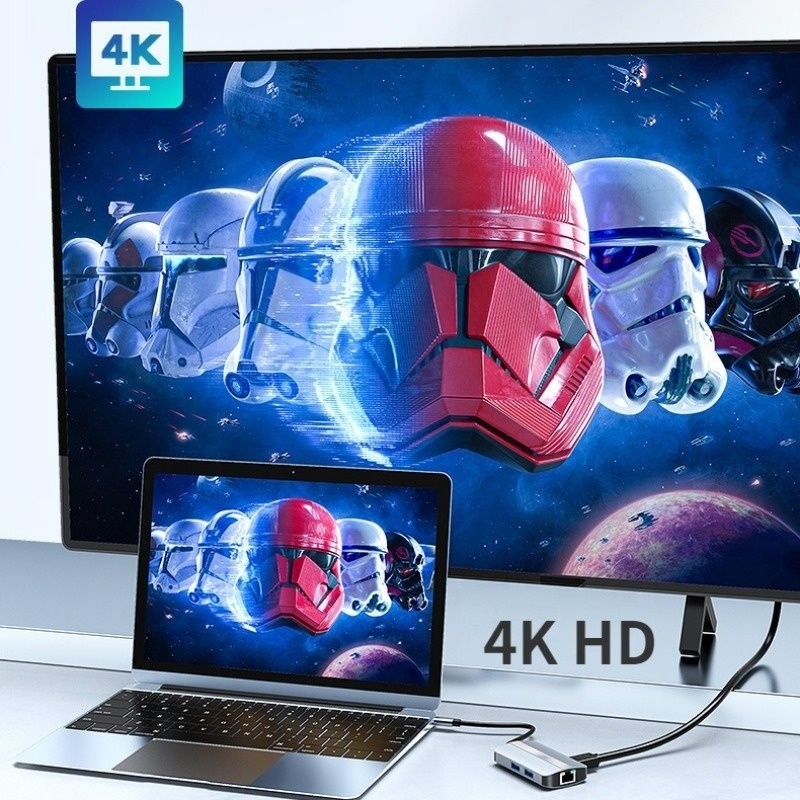USB C Type C Hub Multiport Dock Station with Video Transfer Charging Network Function
