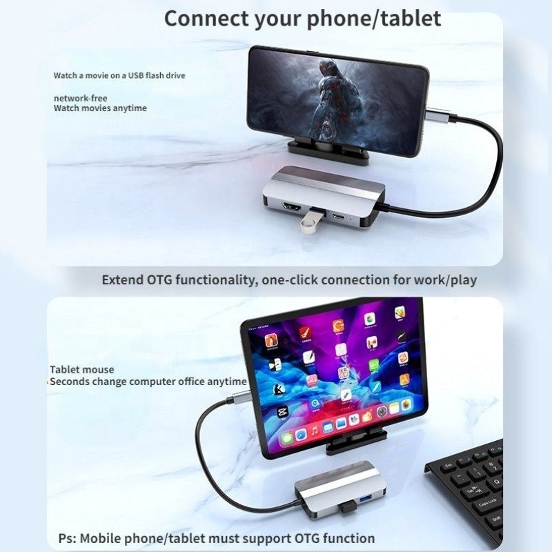 USB C Type C Hub Multiport Dock Station with Video Transfer Charging Network Function