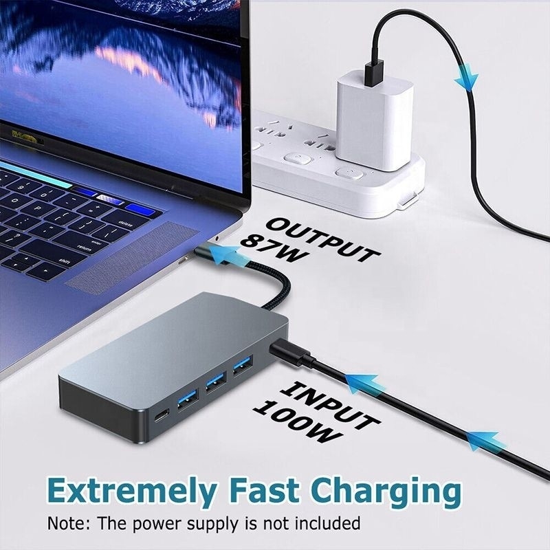 4K 30Hz Dual HDMI USB 3.0 Adapter Docking Station 7 In 1 Multiport USB C Type C Hub