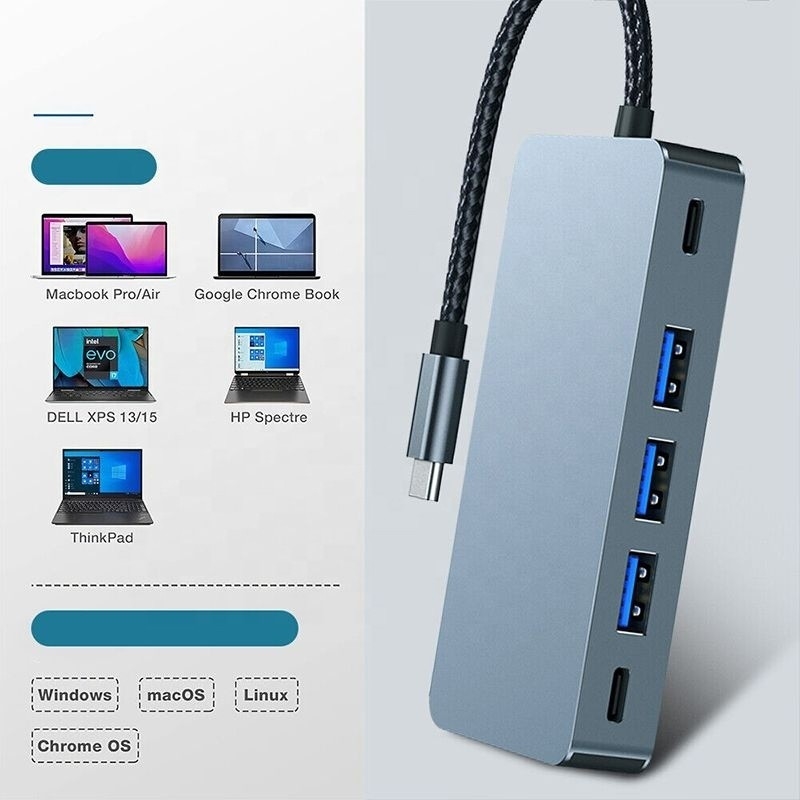 4K 30Hz Dual HDMI USB 3.0 Adapter Docking Station 7 In 1 Multiport USB C Type C Hub