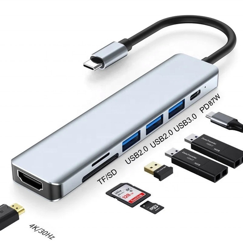 Type C Type-C Hub Multi Function Adapter for Charging Data Transfer and Video Output