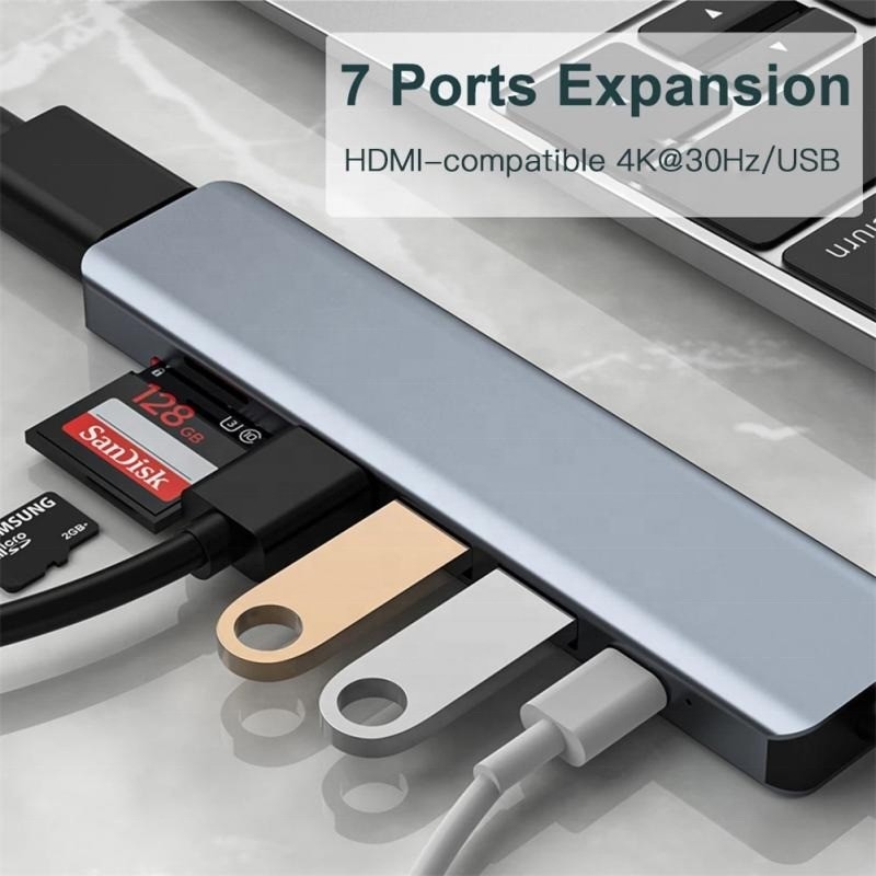 Type C Type-C Hub Multi Function Adapter for Charging Data Transfer and Video Output